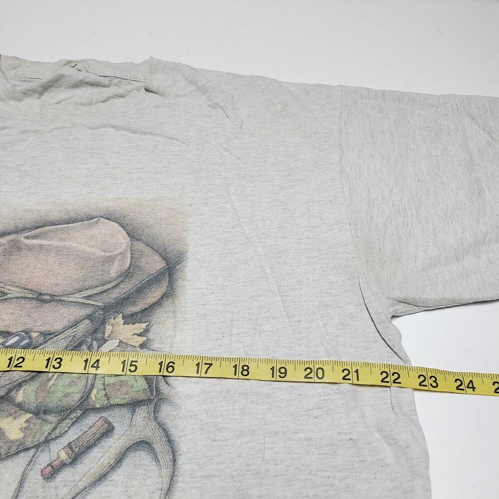Vintage "Born To Hunt Forced To Work" Men's Size XL Heather Gray Shirt 90's - Picture 4 of 4